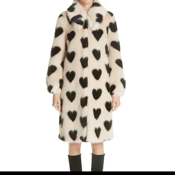 Marseille Pari Black Hearts Faux Fur Lux Driving Midi Coat In Honey - Picture 4 of 8